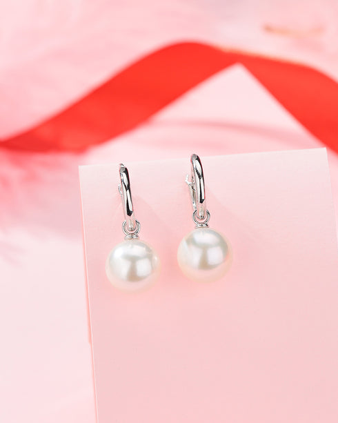 Power Edison Pearl Silver Hoop Earrings - Versatile Design
